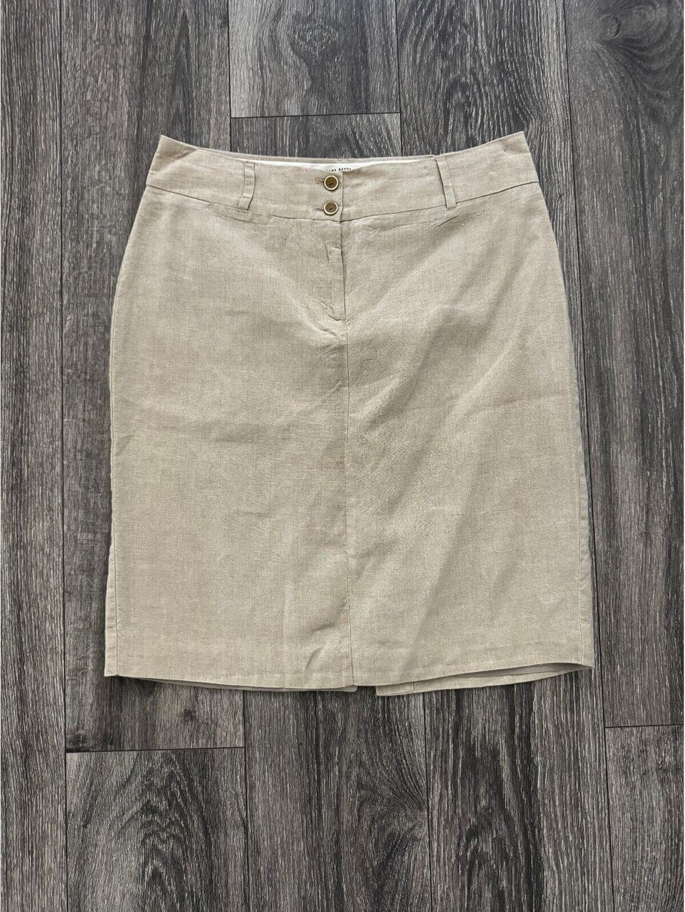 Vintage Y2K Banana Republic 100% Linen Pencil Skirt Sz 10 Beige Lined